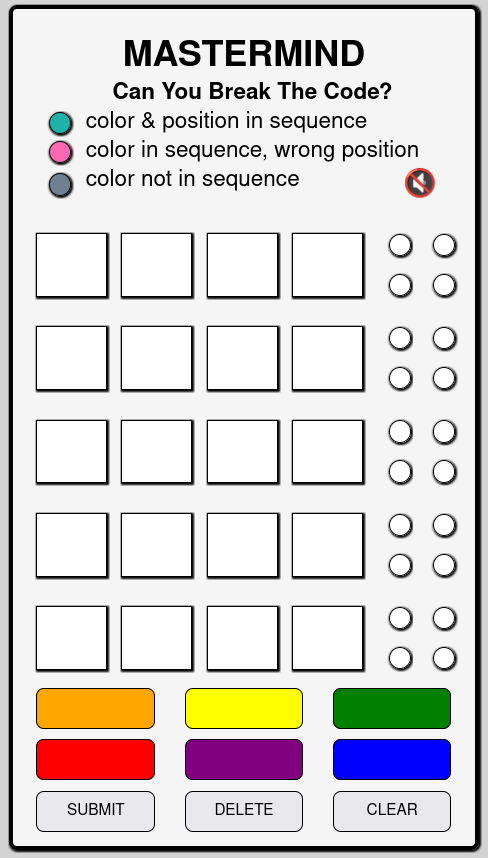 screenshoot of MasterMind